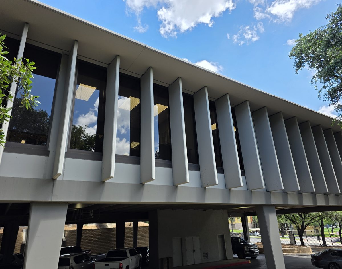 Windows on a commercial building after cleaning